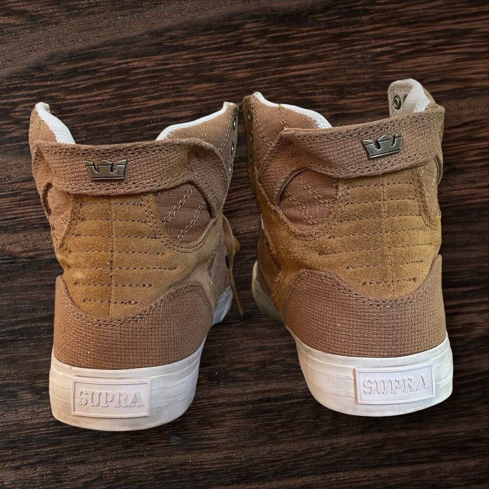 Supra Muska High Top Sneakers 001 Skytop Size 6.5 Mens Khaki Tan Canvas EUC - Picture 6 of 8